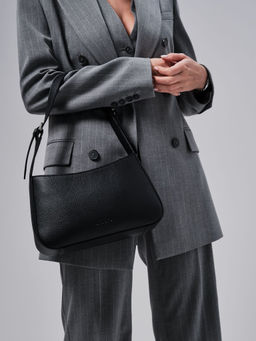 Сумка кожаная на плечо багет Deboro 31046 черный