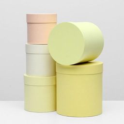 Набор круглых подарочных коробок 5 в 1 UPAK LAND, Солнечный, 23×23×25 - 15×15×15 см