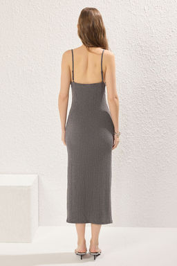 Antrasit Bodycone/Vucuda Oturan Ask?l? Midi Orme Elbise TWOSS25EL00164 - Trendyolmilla фото 5