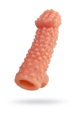 Насадка реалистичная KOKOS COCK SLEEVE 004-L с дополнительной стимуляцией, TPE, телесная, 17.6 см