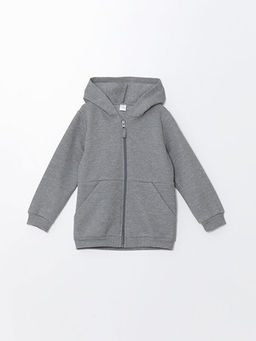 Kap??onlu Basic Erkek Bebek Fermuarl? Sweatshirt