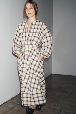ZW COLLECTION CHECK SHIRT DRESS - Zara фото 3