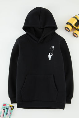 Siyah Erkek Cocuk Baba-Ogul S?rt Bask?l? Orme Mini Me Sweatshirt TKDAW25SW00074 - Trendyolmilla фото 2