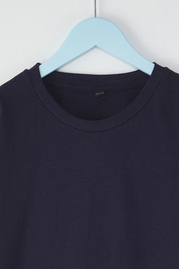 Siyah-Gri 2li Erkek Cocuk Pamuklu Basic Oversize/Genis Kal?p Orme T-Shirt TKDSS25TS00052 - Trendyolmilla фото 5