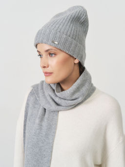 Шапка из кашемира 04217 серо-голубая