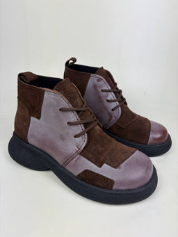 Ботинки 305.927br. Вакса коричневая+корич замша уценка