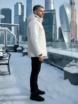 Горнолыжная куртка мужская зимняя белого цвета 2412Bl