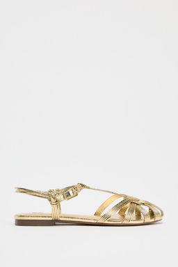 STRAPPY METALLIC-EFFECT CAGE SANDALS - Zara фото 5