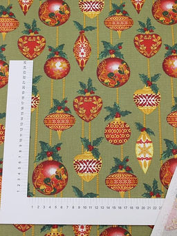 Рогожка Рождественские игрушки цв.оливковый, ш.1.5м, хлопок-100%, 165гр/м.кв - Купава фото 3