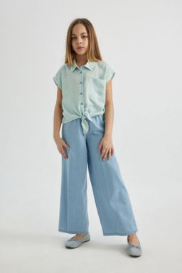 K?z Cocuk Wide Leg Genis Paca Jean Pantolon