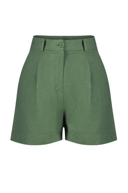 TRENDYOLMILLA Yesil Pile ve Cep Detayl? Pamuk Keten Dokuma Sort TWOSS24SR00064 фото 7