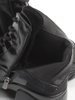 01-F591-1 BLACK Ботинки демисезонные женские (натуральная кожа, искусственная кожа)