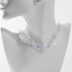 Колье Крошка блеск, радужное в серебре, 40 см