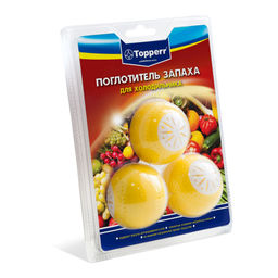 Поглотитель запаха для холодильника (три шара, наполненных активированным углем) в блистере.