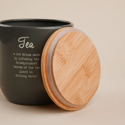 Банка для чая SL Home, 9.514 см, с бамбуковой крышкой, серая - Sima-land home фото 3