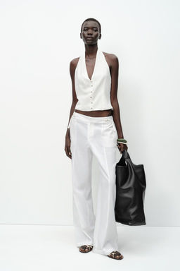 HALTER WAISTCOAT TOP LINEN BLEND