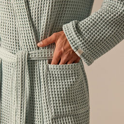 Халат вафельный мужской SL HOME: Boho «Аззура», размер L, хлопок 100%, бирюзовый