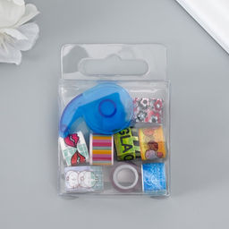 Цена за 2 шт. Клейкая лента декоративная с держателем, набор 8 шт., ш. 1.2 см, дл. 2.8 м, МИКС