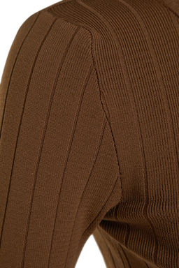 Kahverengi Basic Bisiklet Yaka Triko Kazak TWOAW23KZ01249
