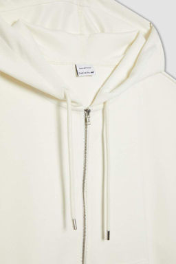 DeFactoFit Oversize Fit Толстовка Премиум с капюшоном и двумя карманами на молнии фото 10