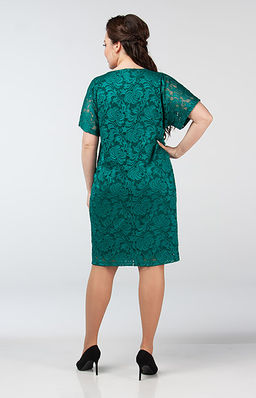 Роскошное женское платье свободного силуэта длины миди из кружевного трикотажа на подкладке - Ckc collections фото 6