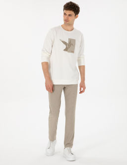 Bej Slim Fit Y_n Kar___ml_ Kanvas Pantolon - Cacharel фото 3