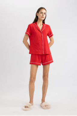 Fall in Love Pijama Tak?m Regular Fit K?sa Kollu Ust Sort