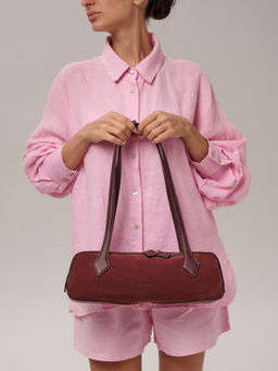 Замшевая сумка багет Deboro 31129 зимняя вишня