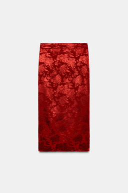 FALDA MIDI JACQUARD FLORES / Burdeos - Zara фото 3