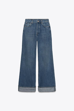 ZW COLLECTION MID-WAIST TURN-UP HEM JEANS - Zara фото 8
