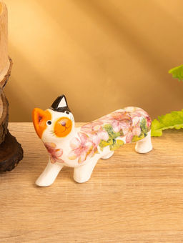 Сувенир «Котик в цветах», 13×3×9 см, дерево, бело-оранжевый