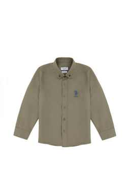 Базовая рубашка цвета хаки с длинным рукавом для мальчика Неожиданная скидка в корзине