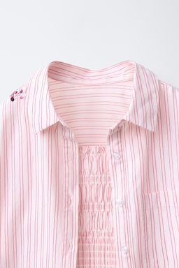 CAMISA Y TOP RAYAS FLORES LENTEJUELAS / Rosa pastel - Zara фото 11
