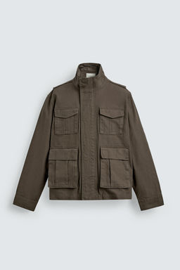 CAZADORA BOXY FIT CANVAS ALGOD?N / Khaki oscuro - Zara фото 7