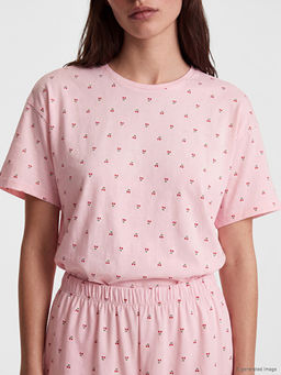 Kiraz Desenli Kad?n ?ortlu Pijama Tak?m?