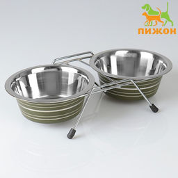 Набор из 2 цветных мисок на подставке, 2450 мл