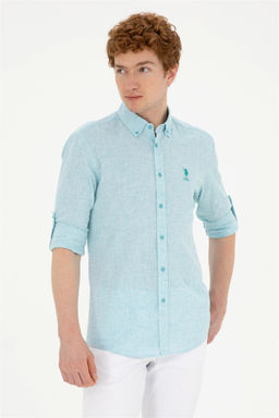 Мужская мятная рубашка с длинным рукавом Неожиданная скидка в корзине