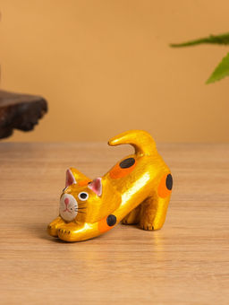 Сувенир «Потягивающийся Кот», 2.5×6×5 см, дерево, золото