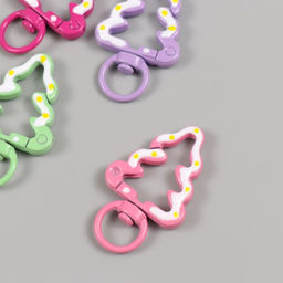 Цена за 4 шт. Карабин металл с кольцом Ёлочка в глазури МИКС 4,3х2,7 см - Арт узор фото 4