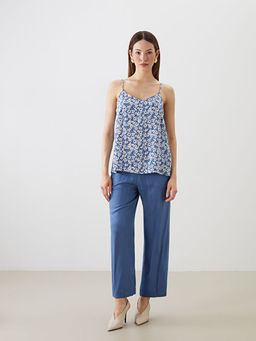 V Yaka ?i?ekli Ask?l? Bluz