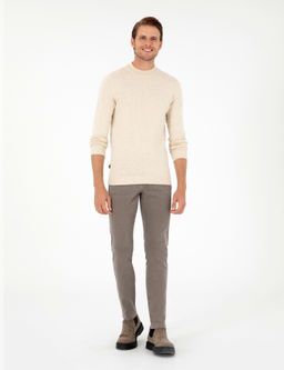 Krem Melanj Slim Fit Yar_m Bal_k__ Yaka Basic Triko Kazak - Pierre cardin фото 4