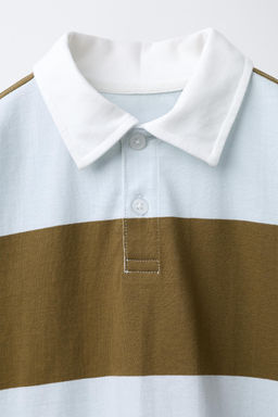 STRIPED POLO SHIRT WITH EMBROIDERED TEXT - Zara фото 3