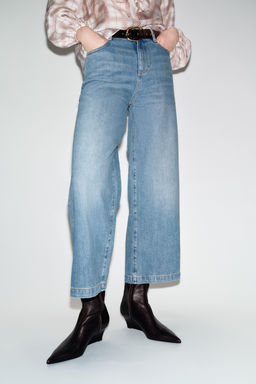 Z.08 BELTED WIDE-LEG CROPPED JEANS - Zara фото 2