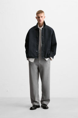TEXTURED STRAIGHT-LEG TROUSERS