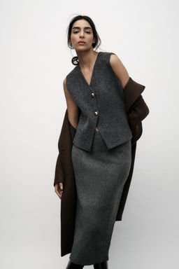 PLAIN KNIT MIDI SKIRT