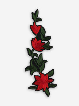 Цена за 5 шт. Термоаппликация Цветы, 20?7 см, красная