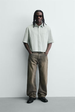 CAMISA CROPPED FIT CUADROS / Raya verde