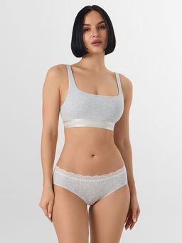 Цена за 2 штуки! Трусы слипы женские серые с принтом в сердечко