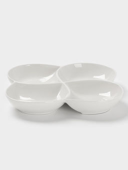 Менажница Доляна White Label, 4 секции, 26×4 см, фарфор, белая