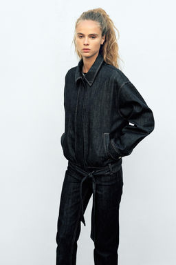 TRF DENIM JACKET WITH BELT - Zara фото 4